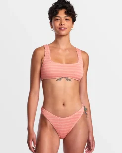 Women RVCA Bikini Bottoms|Bikini Bottoms>GROOVES STRIPE HIGH LEG FRENCH BIKINI BOTTOMS