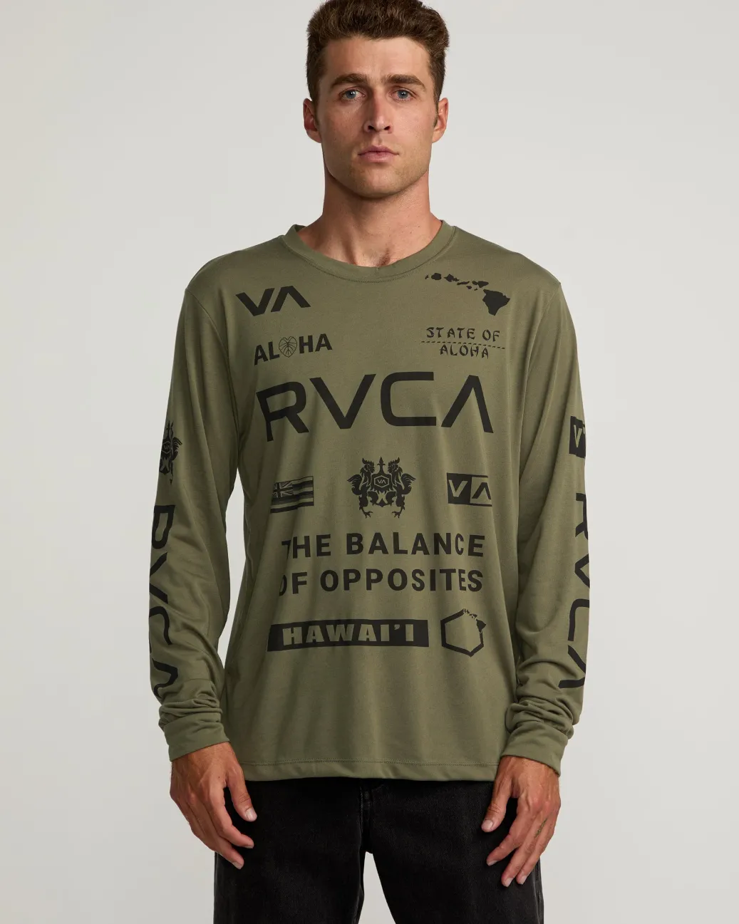 RVCA Workout Shirts|Tees / Tanks>HAWAII ALL BRAND SPORT TECH LONG SLEEVE TEE