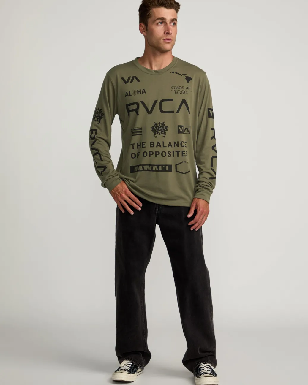 RVCA Workout Shirts|Tees / Tanks>HAWAII ALL BRAND SPORT TECH LONG SLEEVE TEE