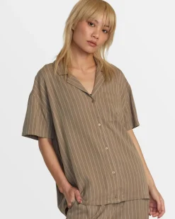 Women RVCA Tops>MASON BUTTON DOWN SHIRT