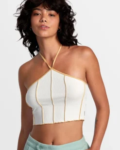 Women RVCA Tops>PIPER HALTER CROP TOP