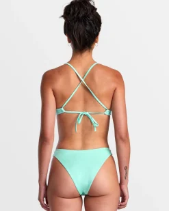 Women RVCA Bikini Tops|Bikini Tops>SOLID SHIMMER CROSSBACK TRIANGLE BIKINI TOP