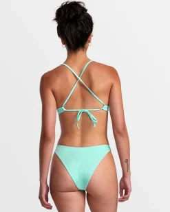 Women RVCA Bikini Bottoms|Bikini Bottoms>SOLID SHIMMER HIGH LEG FRENCH BIKINI BOTTOMS
