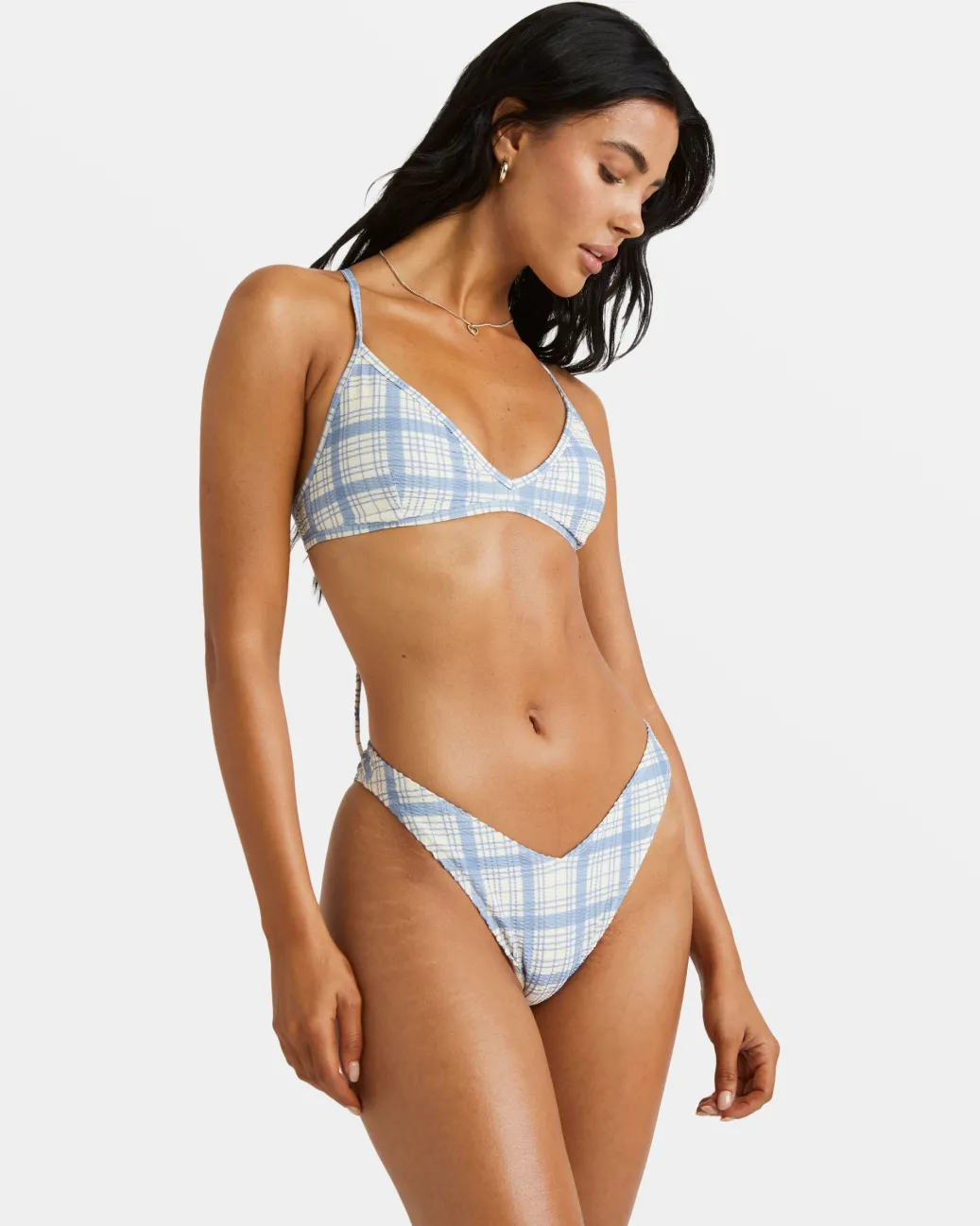 Women RVCA Bikini Bottoms|Bikini Bottoms>VINTAGE PLAID V MEDIUM FRENCH BIKINI BOTTOMS