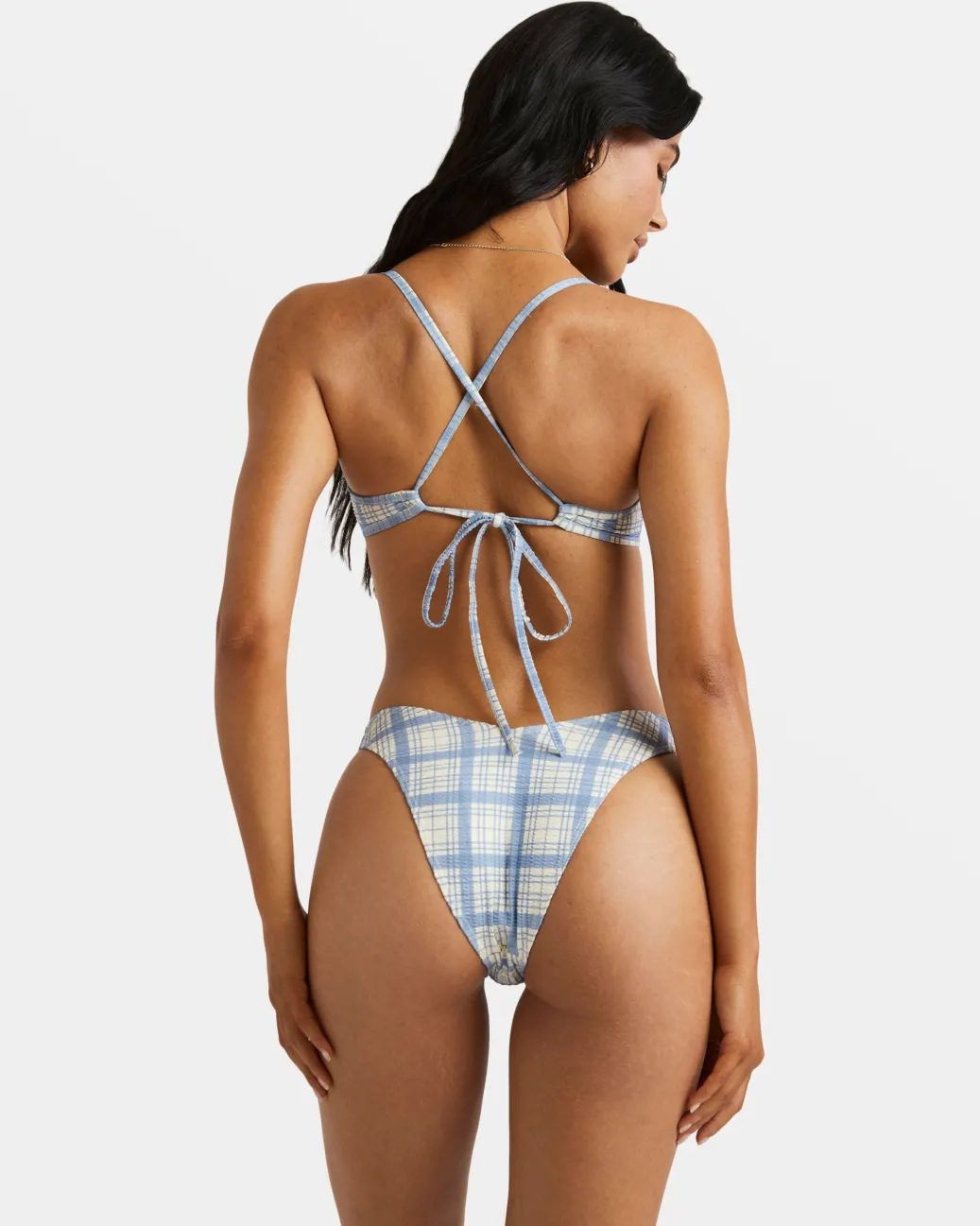 Women RVCA Bikini Bottoms|Bikini Bottoms>VINTAGE PLAID V MEDIUM FRENCH BIKINI BOTTOMS